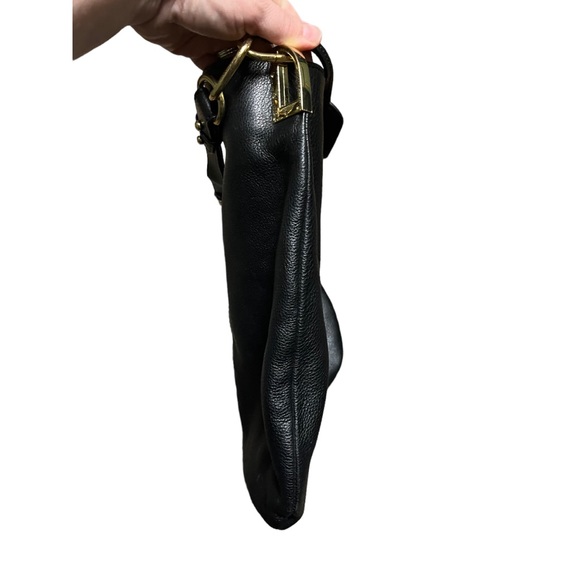 Badgley Mischka black  leather shoulder bag  hobo chain strap gold hardw… - Picture 6 of 12